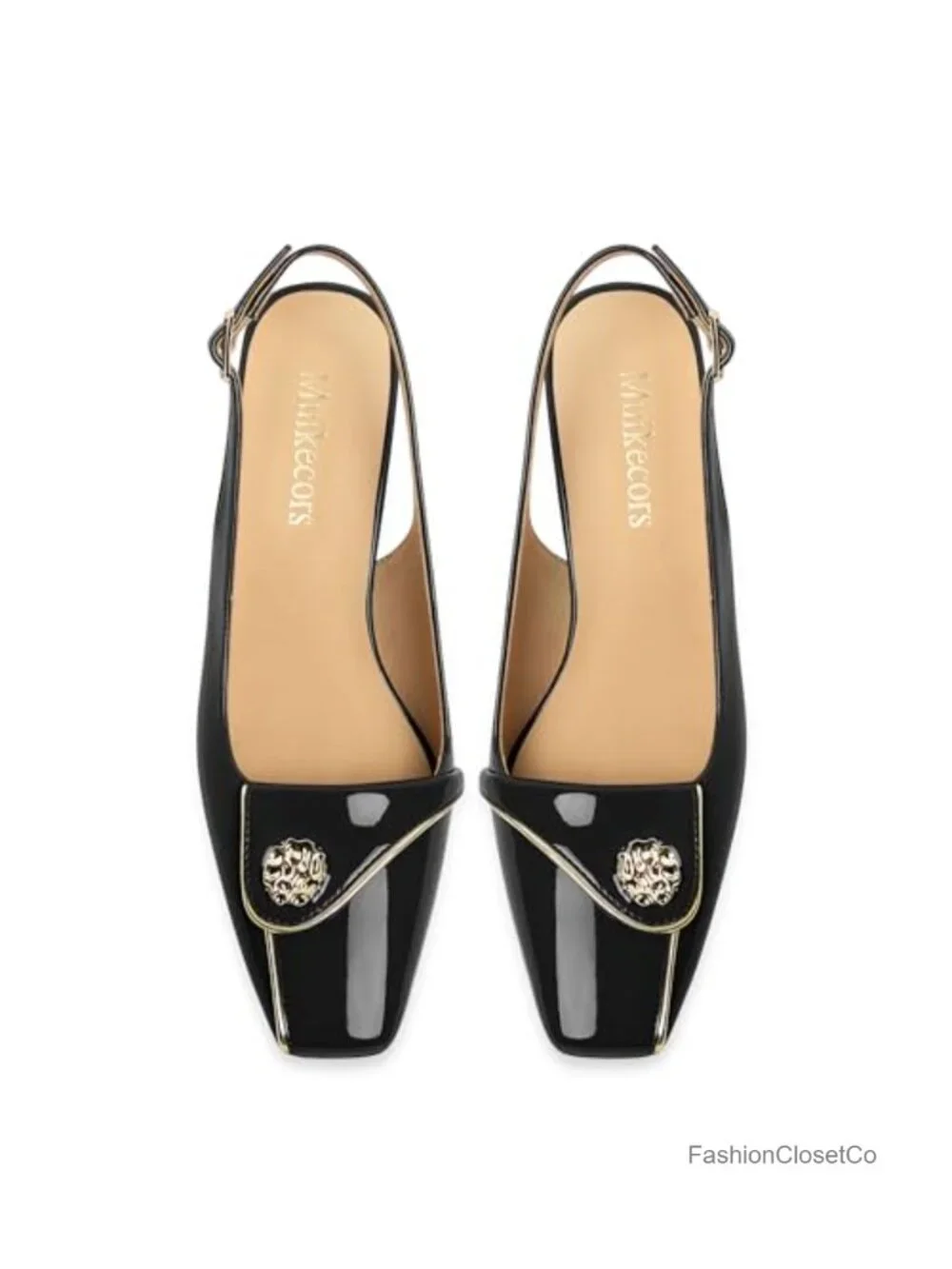 Women's Kitten Heels Slingback Square Toe Low Heel Pumps Closed Toe Matte Slip